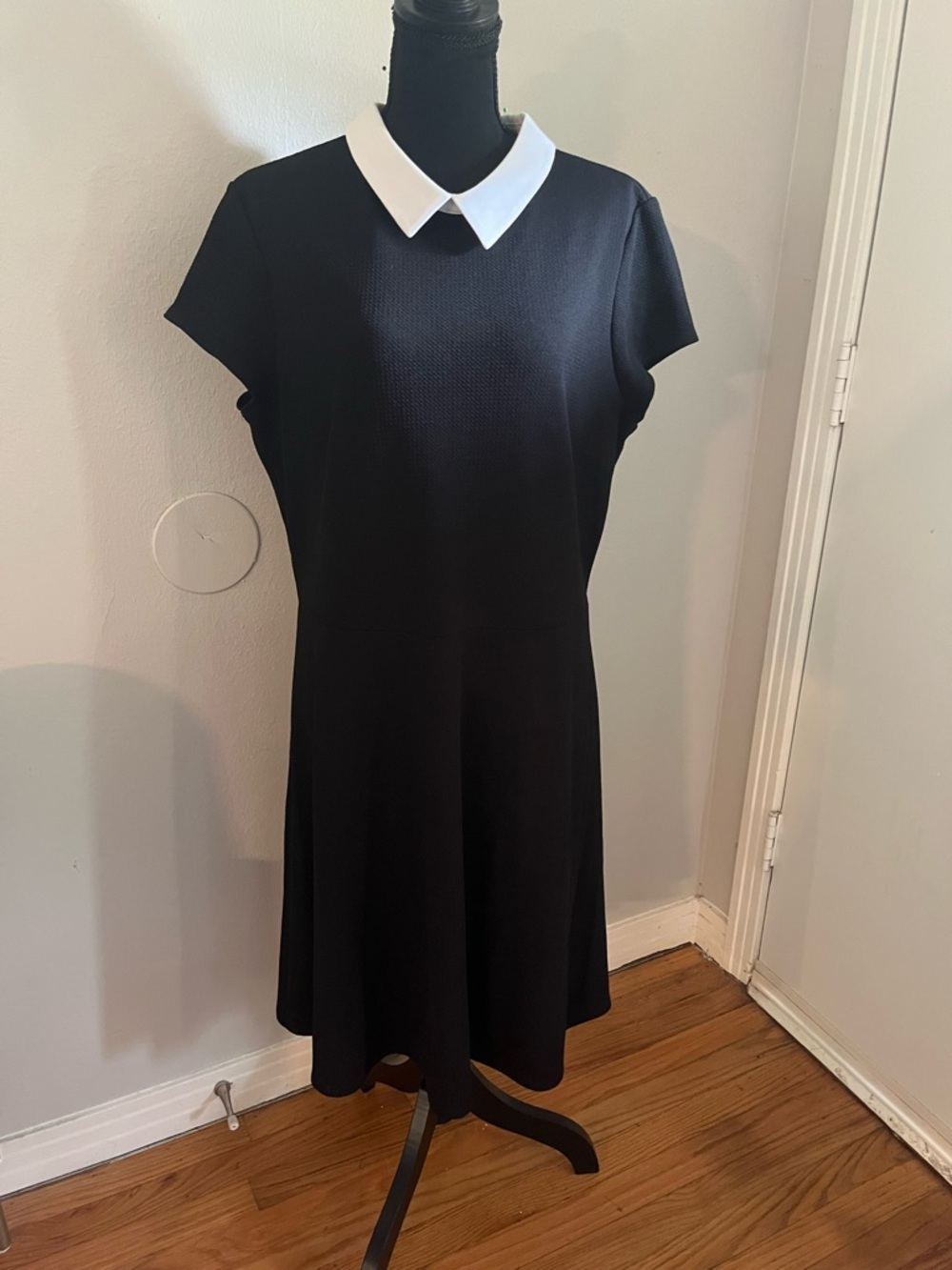 PappagalloVintage Black fit-and-flare dress w/Peter Pan Collar Size 16